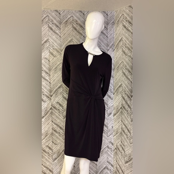 Michael Kors dark purple Long Sleeve Knot Dress, size large - Picture 1 of 12